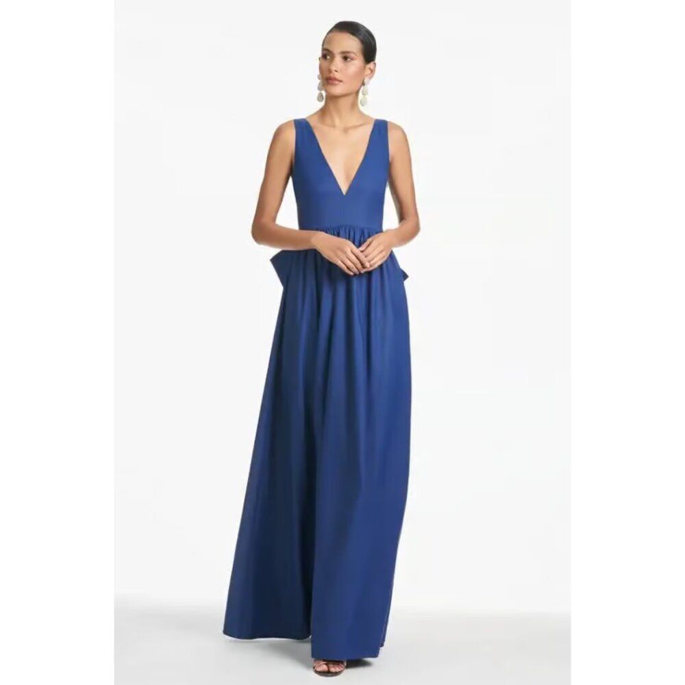 Sachin & Babi Womens Size 4 Katrina Blue Jeweled Bow Gown Long Maxi Dress‎ BHLDN - Picture 2 of 14
